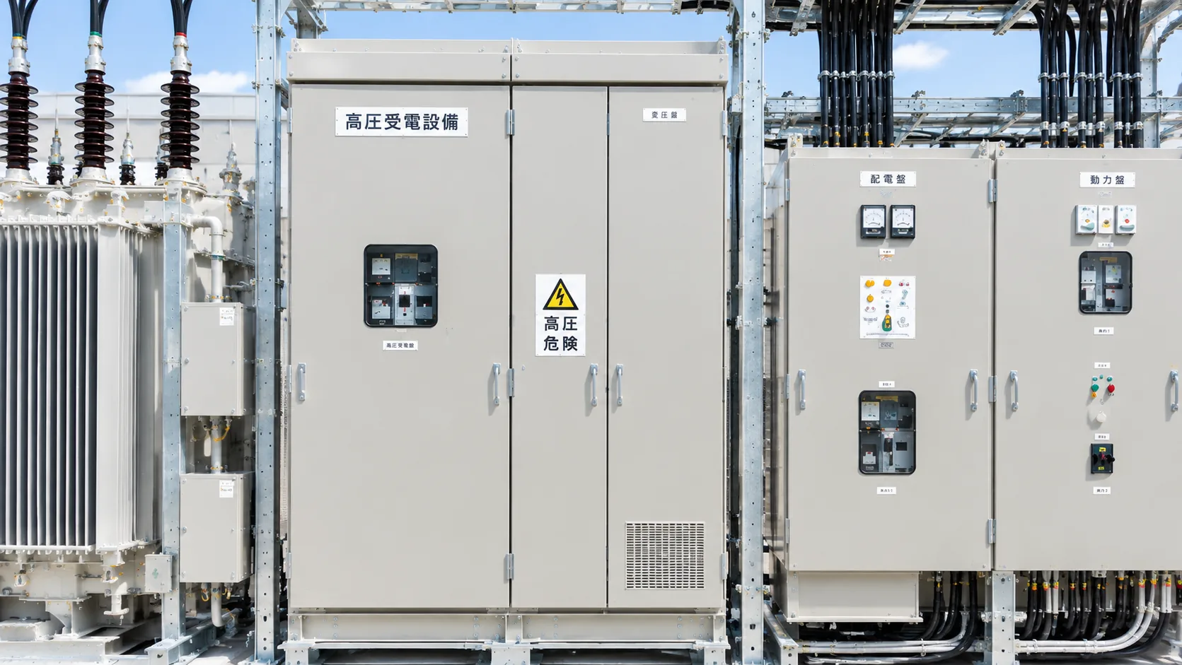 屋上に設置されたキュービクル式受変電設備